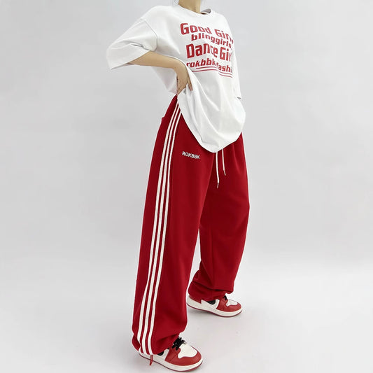American-style Athletic Wide-leg Sweatpants For Women