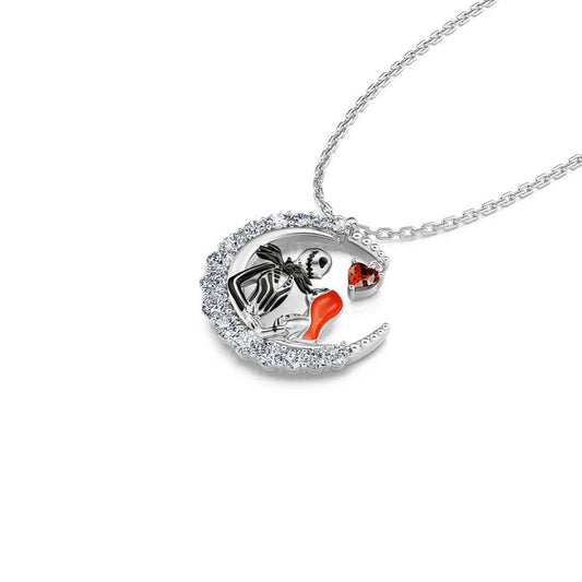 Halloween maanvormige doodskopketting met strass-steentjes, liefdesketting voor koppels, sleutelbeenketting, sieraden voor mannen en vrouwen.
