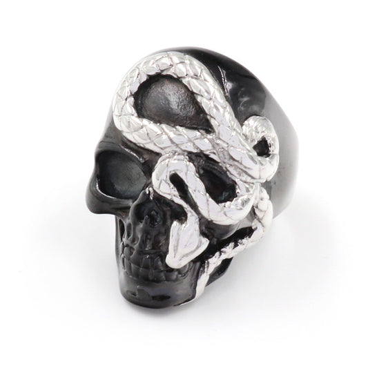 Fashion Black Snake Skull Rings For Men