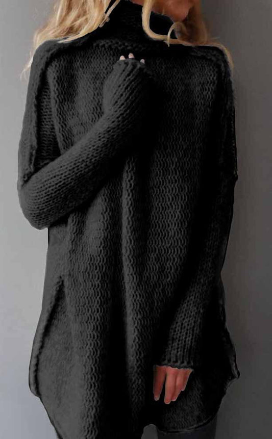 Trui met lange mouwen, gemaakt met de Heaps-kraag en drie naalden.