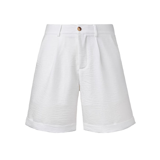 Men's Casual Resort-Style White Button-Fly Shorts