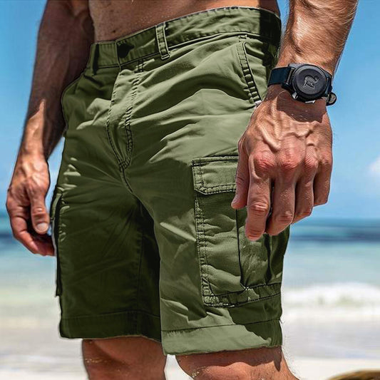 Men's Cargo Shorts Summer Multi-Pocket Button Zipper Pants With Pockers Fashion Beach Pants