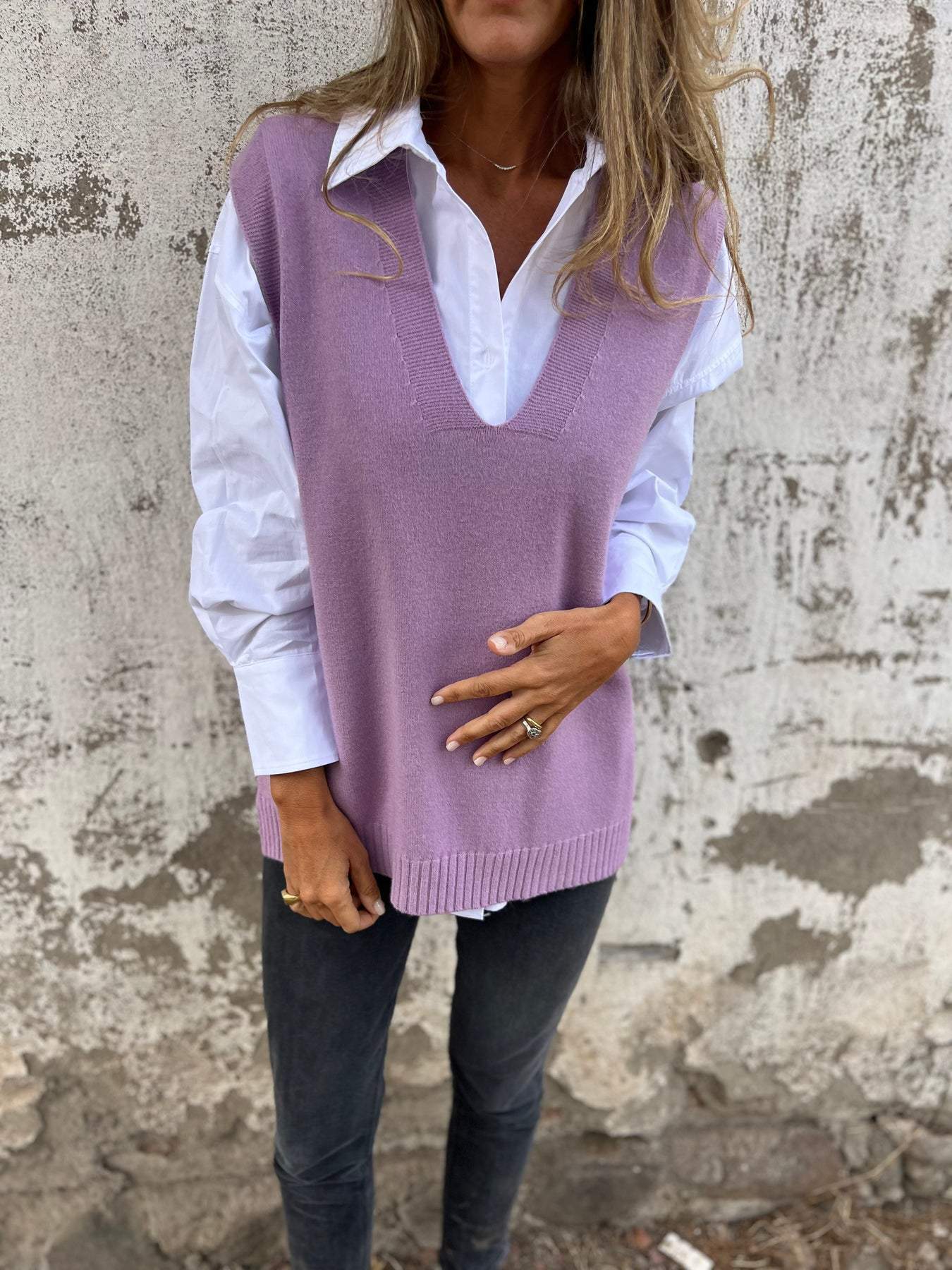 Gebreid vest met V-hals voor dames