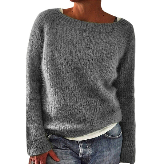 Women's Sweater Solid Color Static Version Basic Style Round Neck