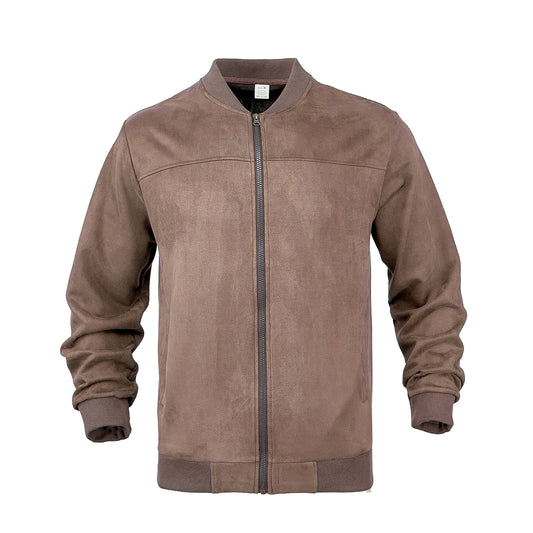 Men's Suede Fabric Jacket Casual Zipper Cardigan Outerwear