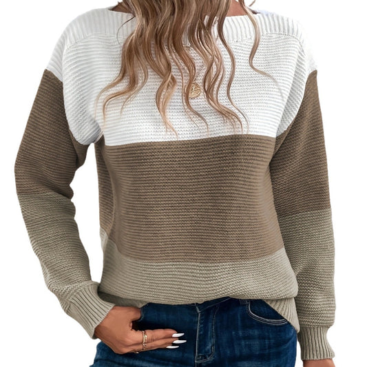 Pullover gebreide trui met ronde hals, modieuze gebreide details, losvallende top, dameskleding