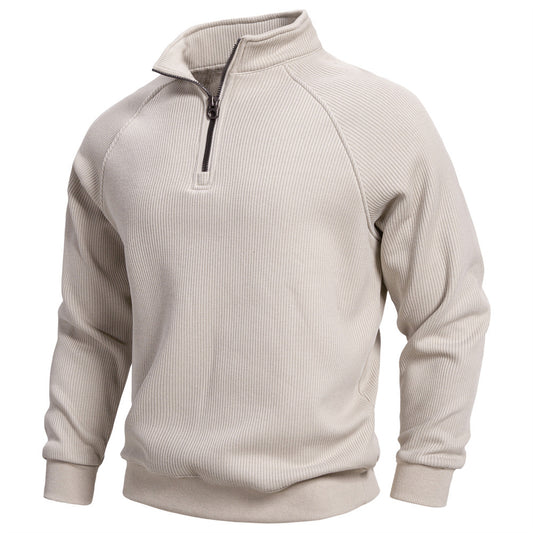 European And American Half Zipper Sweater Stand-up Collar All-match Fleece Men's Sweater Top