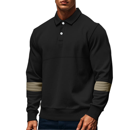 Fashion Long-sleeved Lapel Polo Shirt With Button