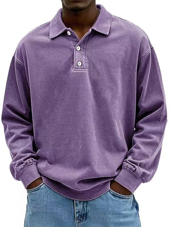 Fall Men's Long Sleeve Polo Shirts Casual Breathable Comfortable