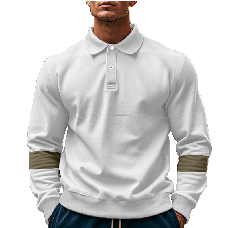 Fashion Long-sleeved Lapel Polo Shirt With Button