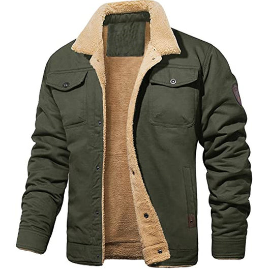 Men's European Lapel Military Multi-pocket Jacket Coat Cotton-padded Jacket Autumn And Winter