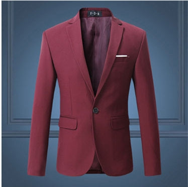 Spring And Autumn Solid Color Casual One Button Men's Small Suit