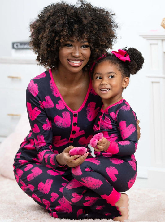 Beauty Clothing Valentine's Day Heart Printing Leisure Pajamas Parent-child Suit