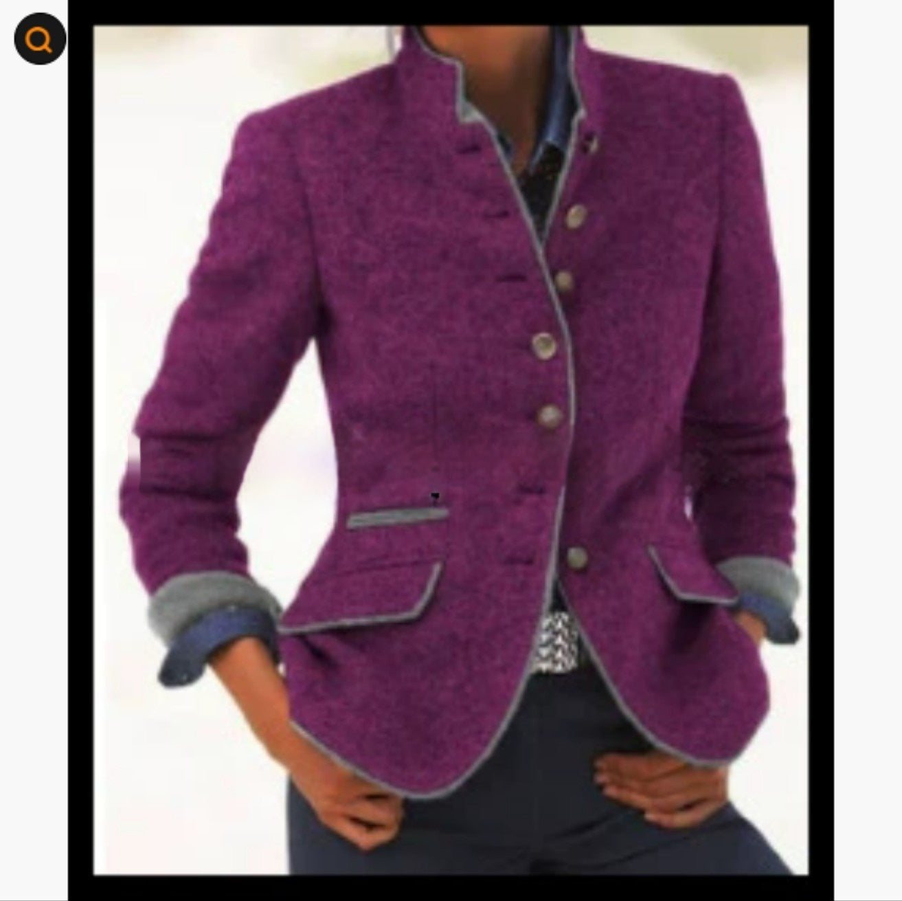Multi-button Color Matching Women's Woolen Jacket