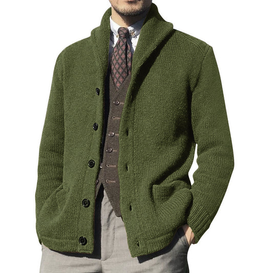 New Sweater Men's Euro American Solid Long Sleeve Knitted Cardigan