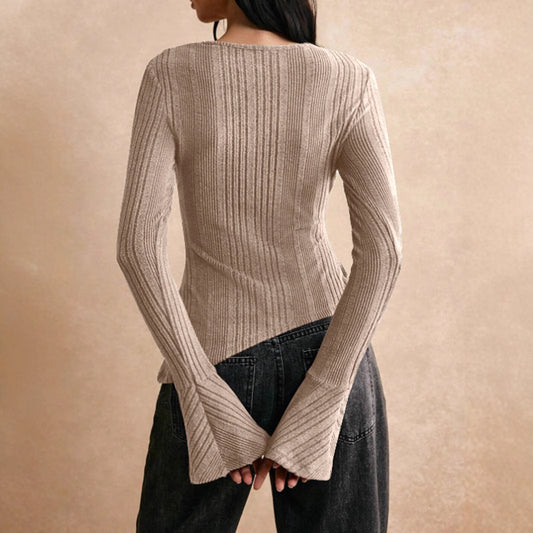 Casual Stitching Long Sleeve Button Sweater