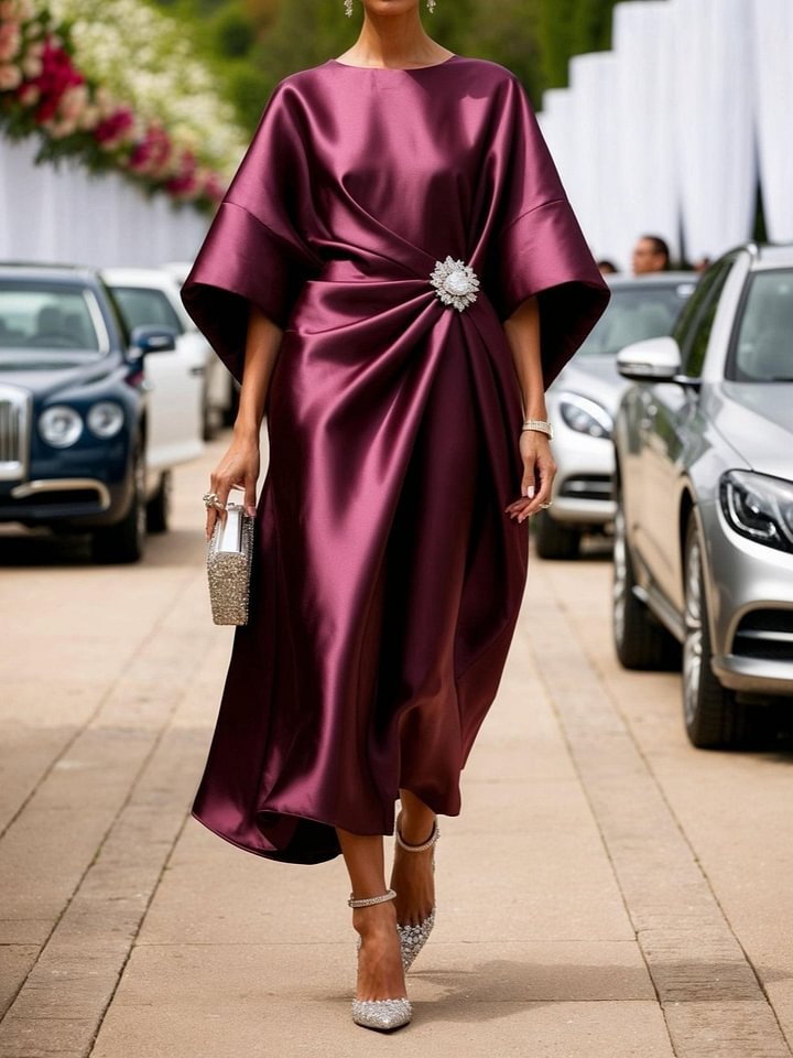 Elegant Commuter Design Sense Satin Long Dress For Women