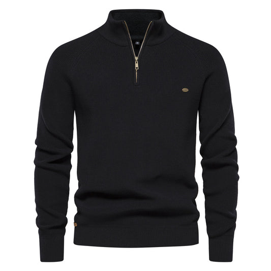 Men's Zipper Stand Collar Knitted Sweater