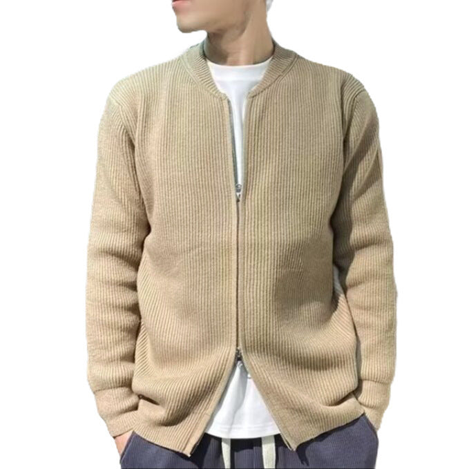 Casual All-matching Slim Fit Men's Solid Color Knitted Cardigan Jacket