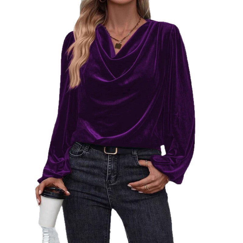 Women's Pile Collar Long Sleeve Top