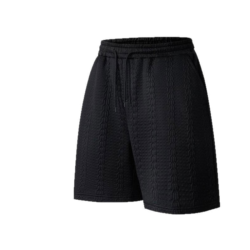 Solid-color Cable-knit Jacquard Casual Loose-fitting Versatile Shorts