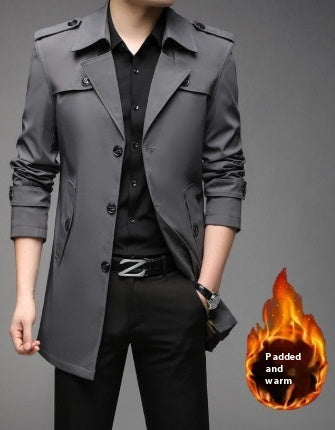 Windbreaker Mid-length Casual Jacket Slim Business Men's Suit Jacket