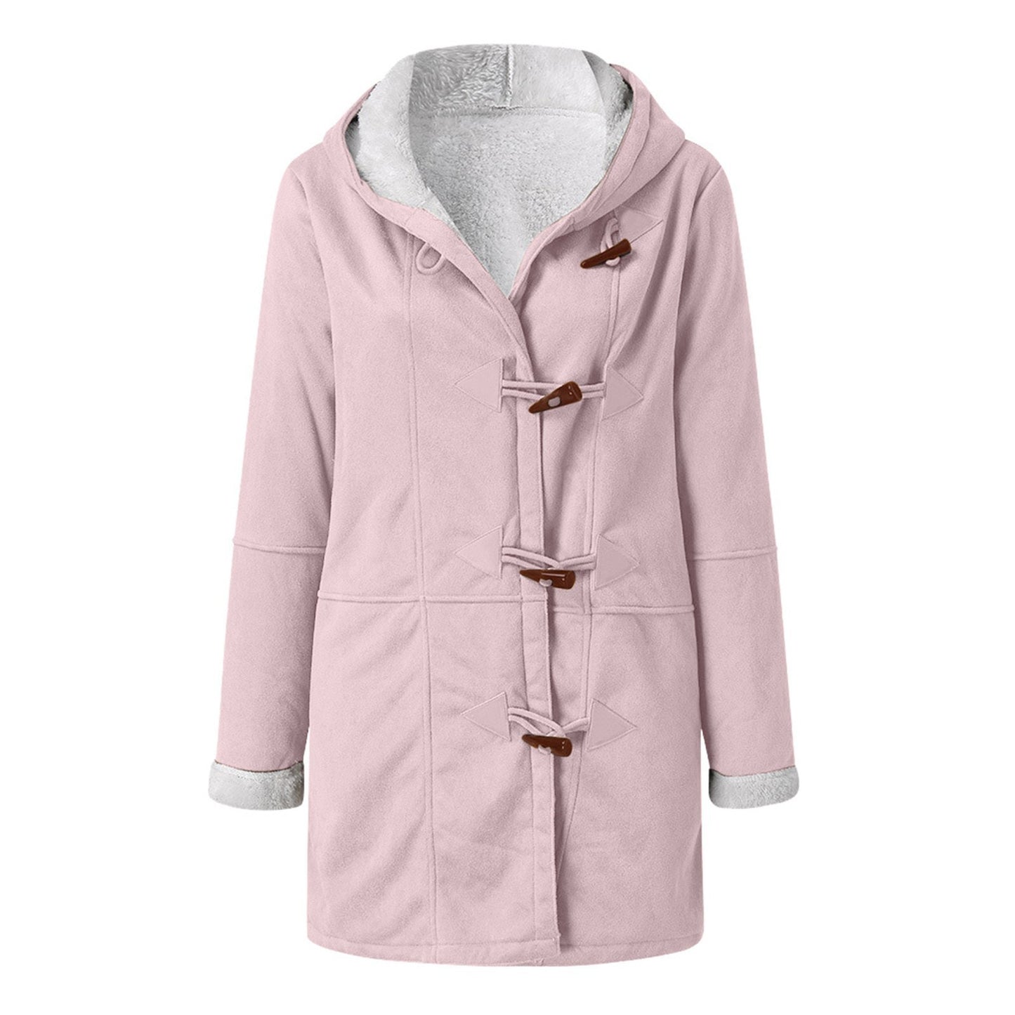Winter Button Coat Fashion Warm Hooded Jacket With Pockets Women's Clothing