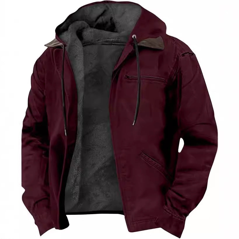 Men's Hooded Zipped Cotton-padded Jacket