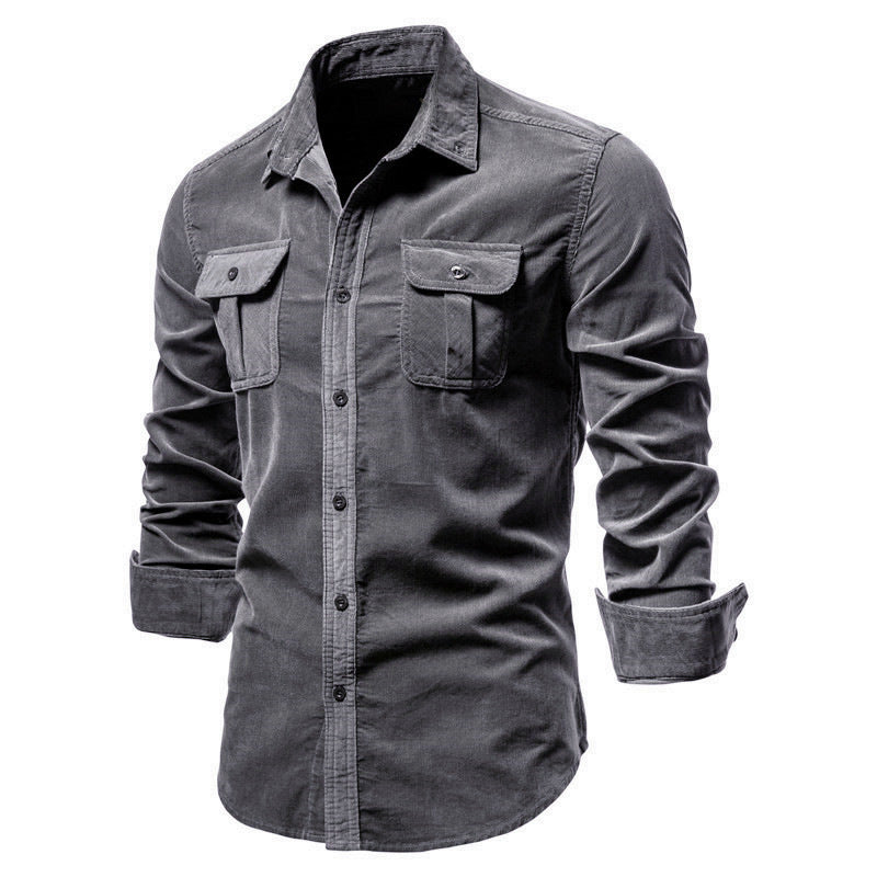Cotton Japanese Corduroy Slim Casual Men's Shirt