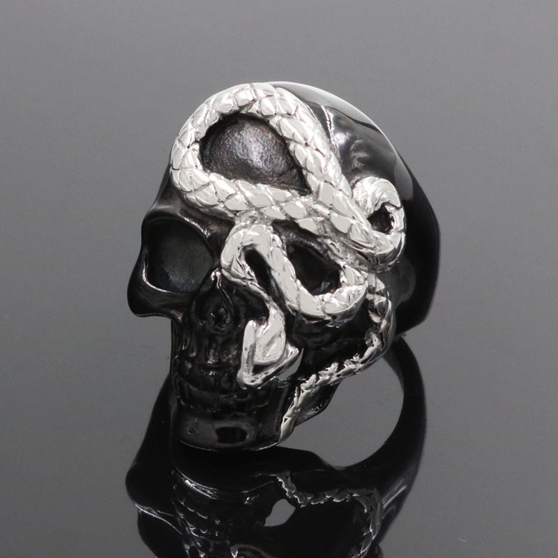 Fashion Black Snake Skull Rings For Men