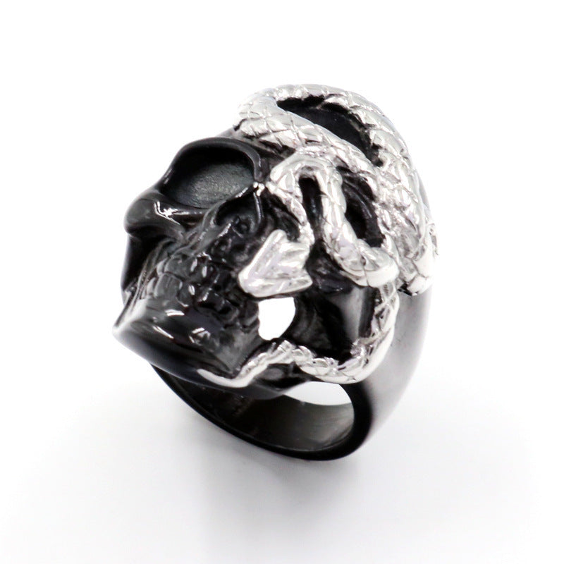 Fashion Black Snake Skull Rings For Men