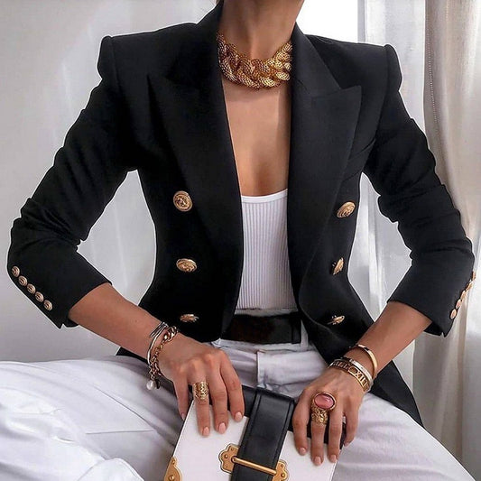 Women's New Solid Color Fashion Casual Suit Short Jacket