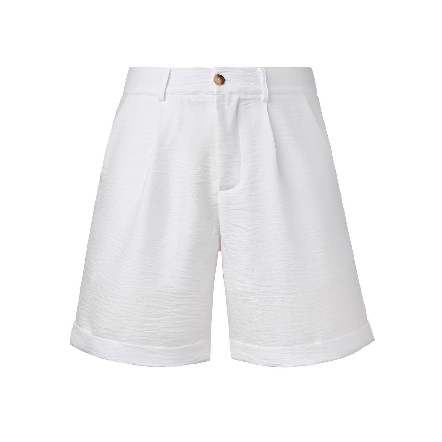 Men's Casual Resort-Style White Button-Fly Shorts