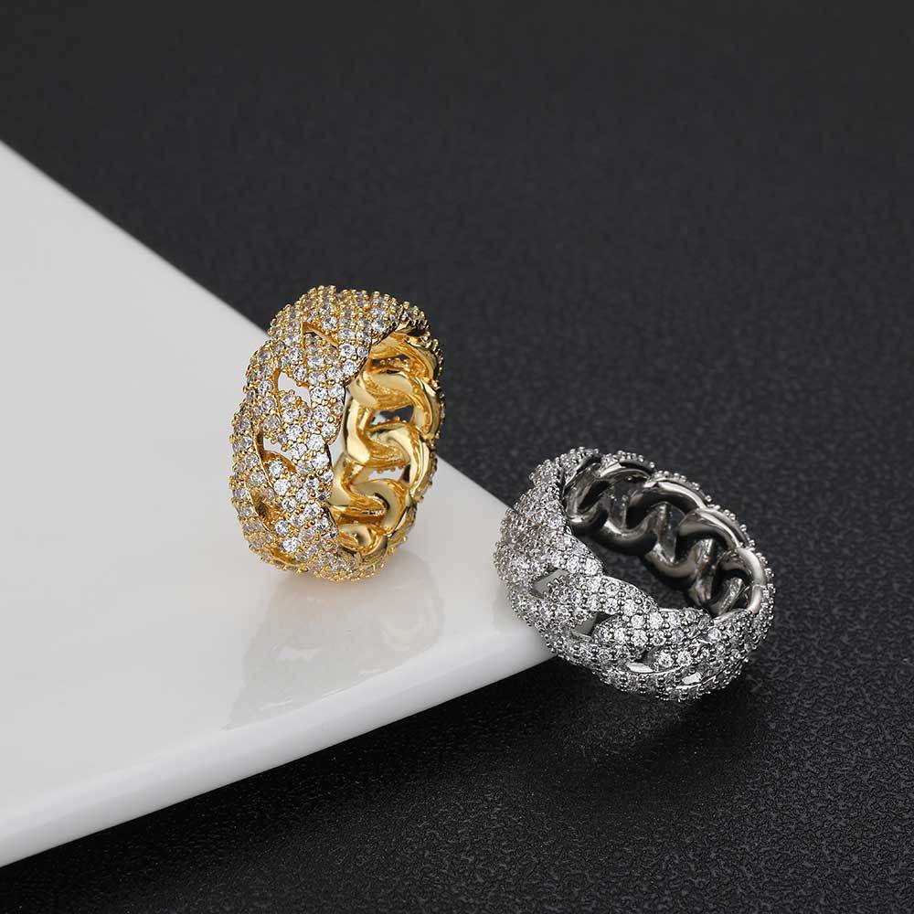 Hip Hop Ear Accessories 10mm Cuban Ring Zircon Men