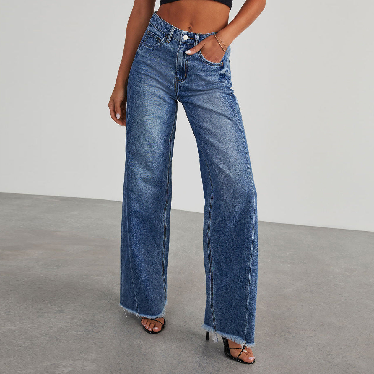 Fashion High Waist Jeans With Pockets