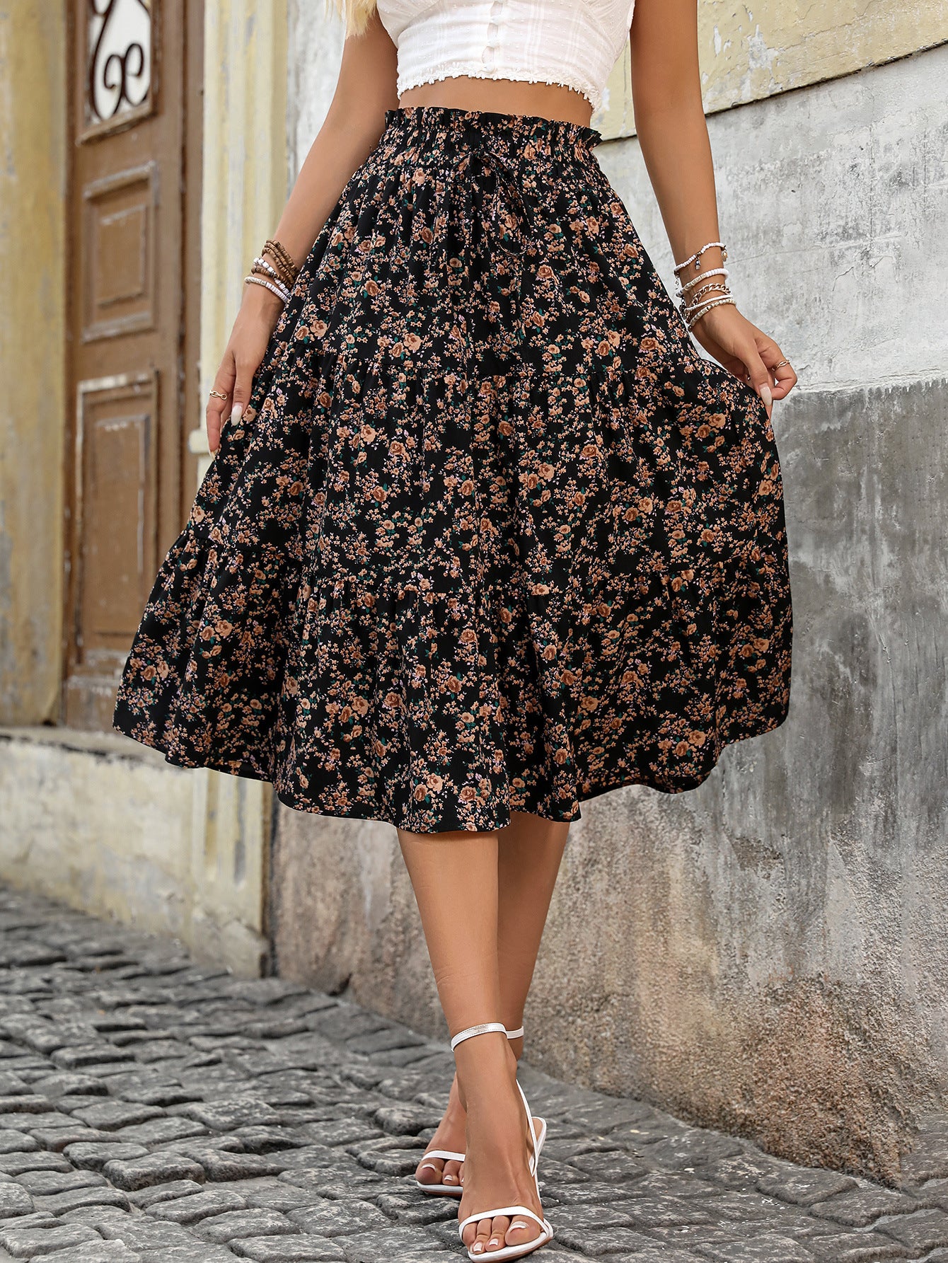 Women's Commuter Elegant Chic Floral Skirt
