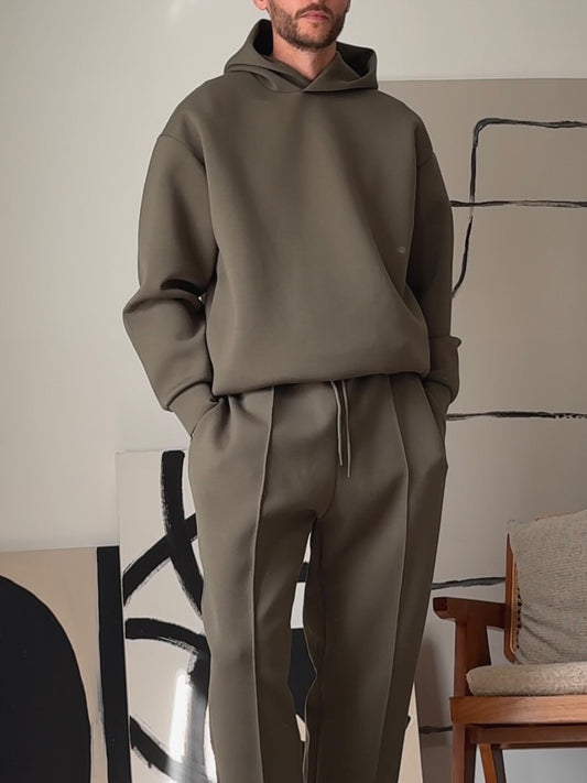 Men's Casual Hooded Sweatshirt & Elastic Waist Pants Set