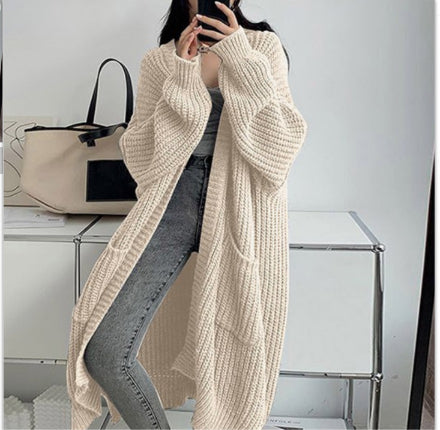 Autumn And Winter Long Sweater Women's Loose All-matching Base Long-sleeved Knitted Cardigan