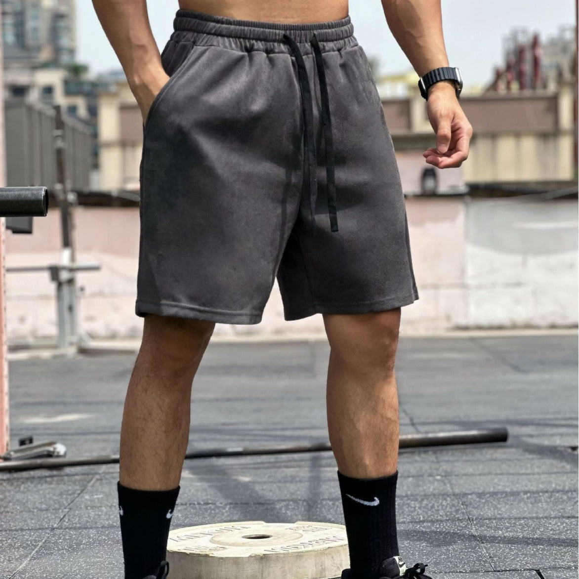 Muscle-fit Basketball Suede Pants For Men