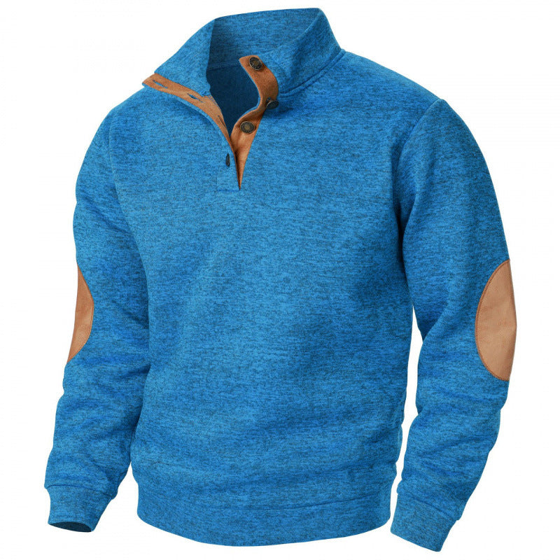Men's Stand Collar Knitted Joint Stitching Casual Jacquard Cardigan Sweater