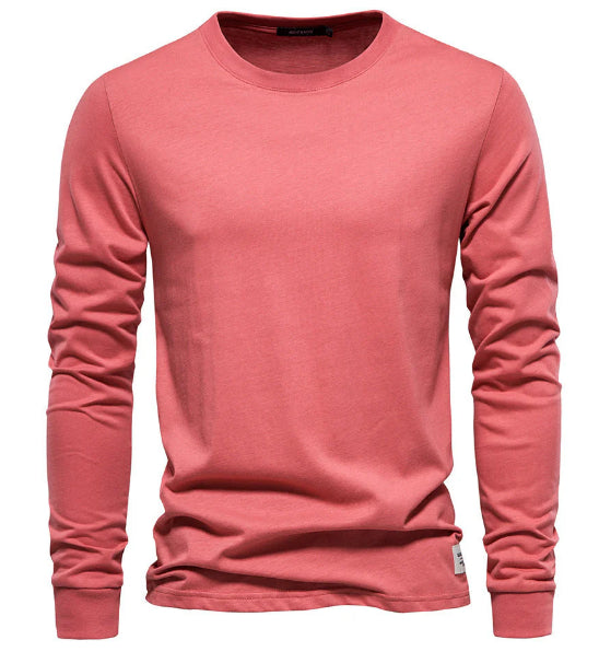 Men's Fashion Casual Exercise Outer Wear Round Neck Cotton Base Shirt