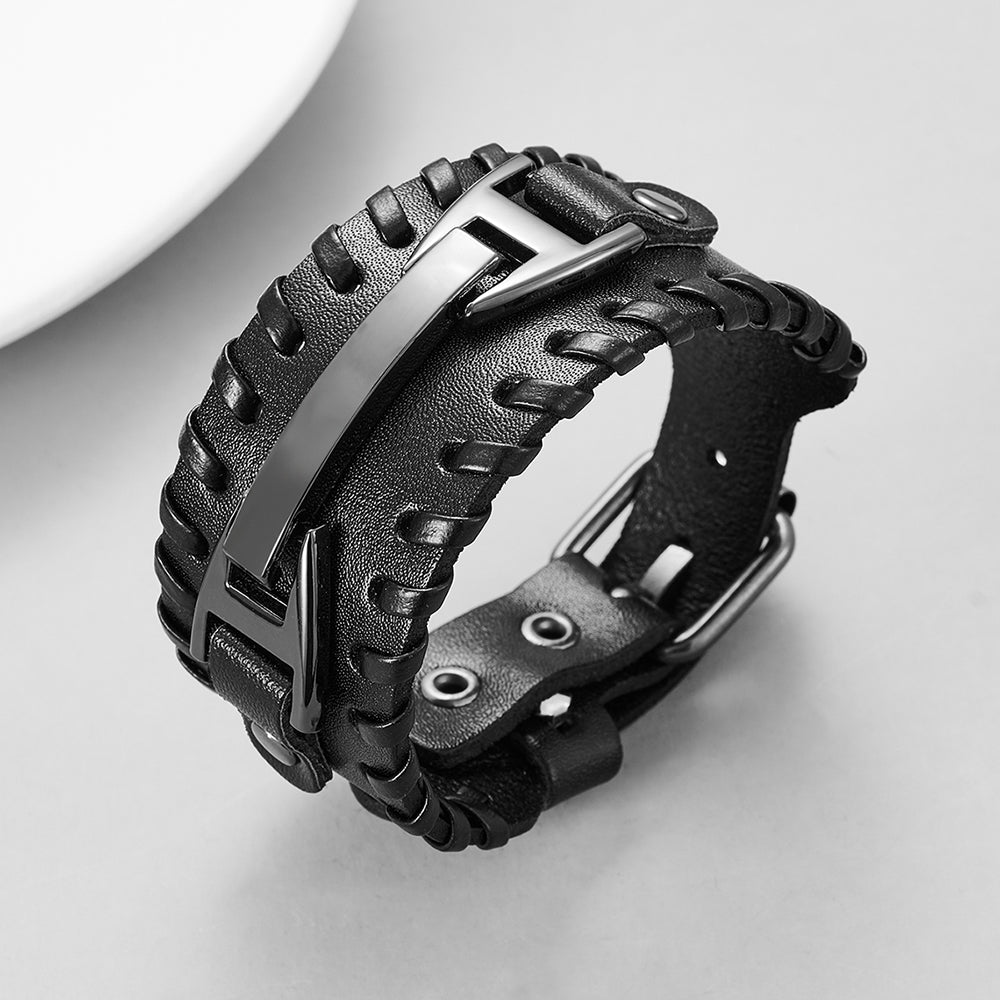 Genuine Leather Macrame Bracelet Braided For Men