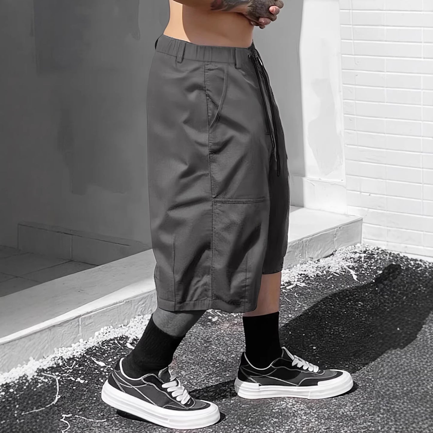 Plus-size Mens Casual Trendy Workwear Capri Pants Dress Pants
