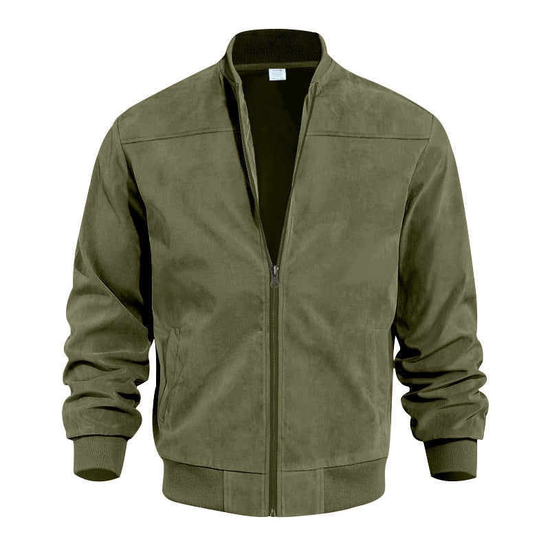 Men's Suede Solid Color Casual Retro Jacket