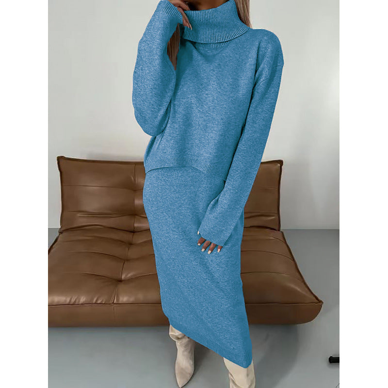 Lazy Style Knitwear Elegant Skirt Two-piece Set