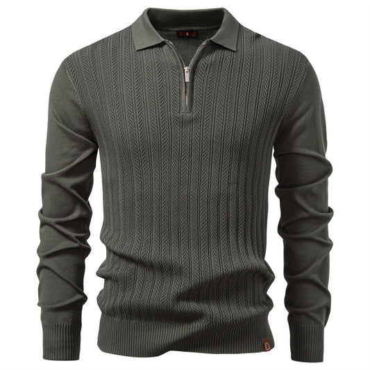 Men's Business Casual Sweater Long Sleeve Half Zipper Sweater