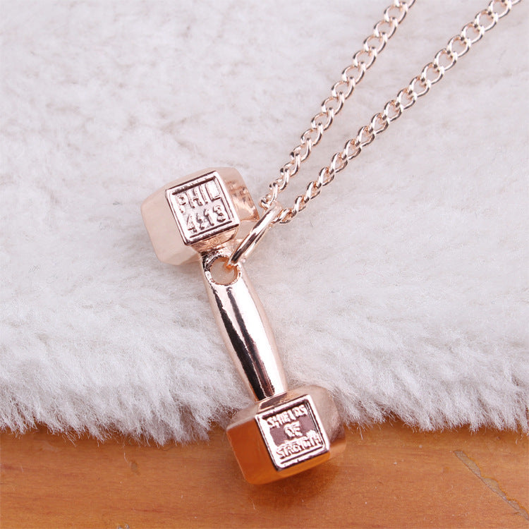 European fashion fitness dumbbell Necklace Pendant Korean couple men domineering female personality titanium barbell accessories