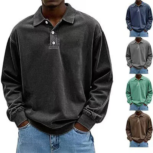 Fall Men's Long Sleeve Polo Shirts Casual Breathable Comfortable