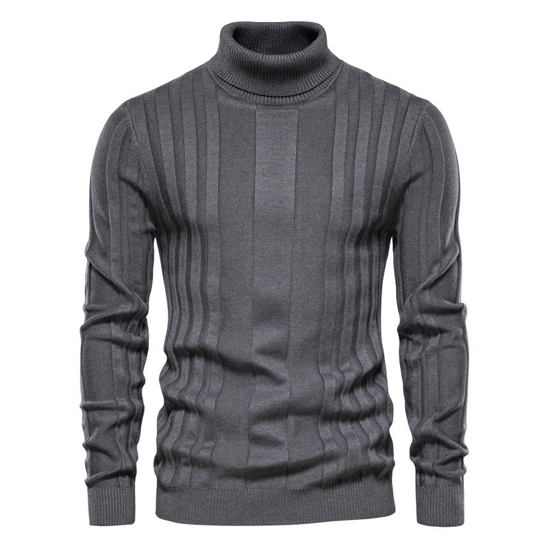 Men's Turtleneck Sweater Casual Knit Solid Color Pullover
