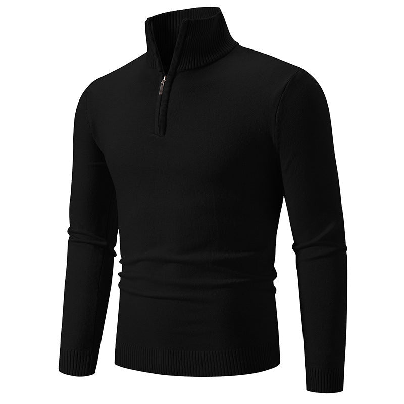 Zip-up Turtleneck Pullover Men's Long Sleeved Sweater